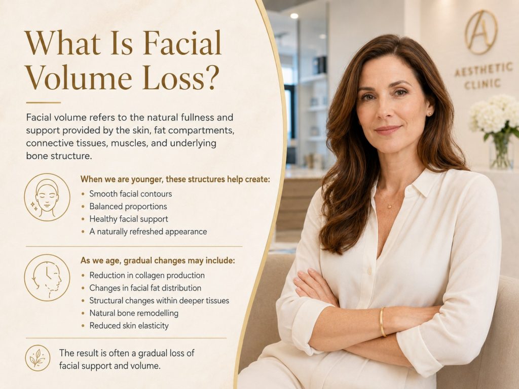 Facial volume loss explanation with natural aesthetic assessment