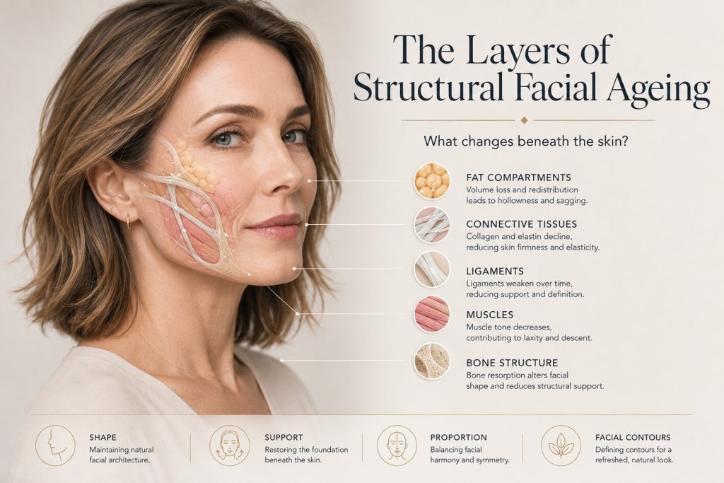 Facial structure support changes over time