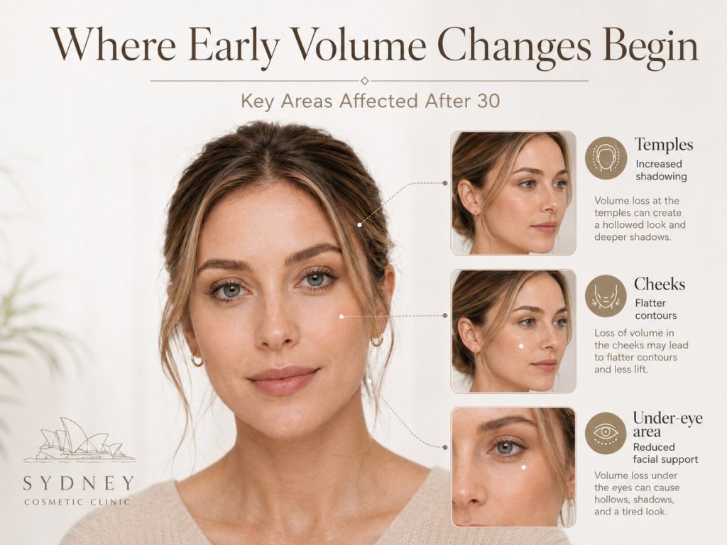 Where early facial volume changes begin