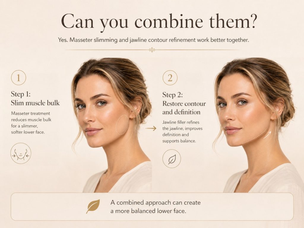 Combining masseter treatment and jawline filler safely
