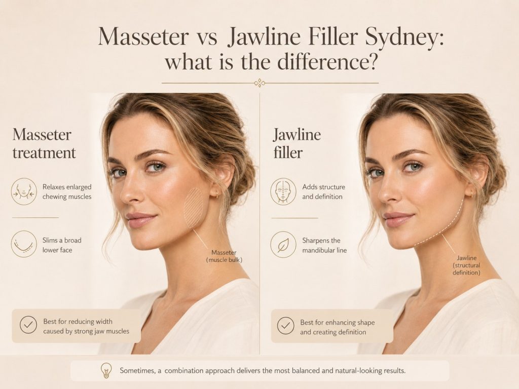 Masseter treatment and jawline filler difference explained
