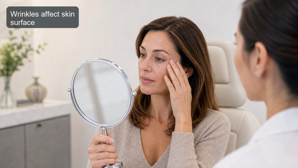 Realistic clinic consultation about fine lines and wrinkles