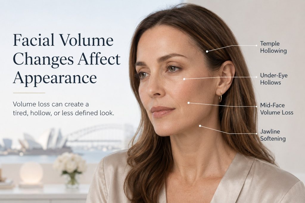 Facial volume changes affecting appearance