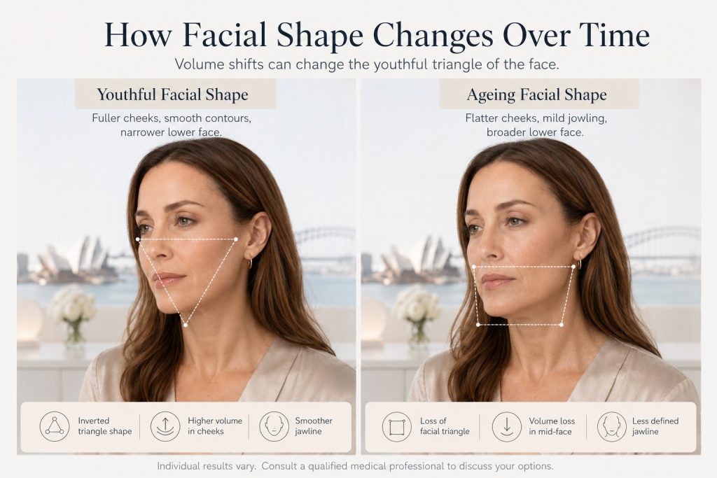 Facial shape changes over time comparison