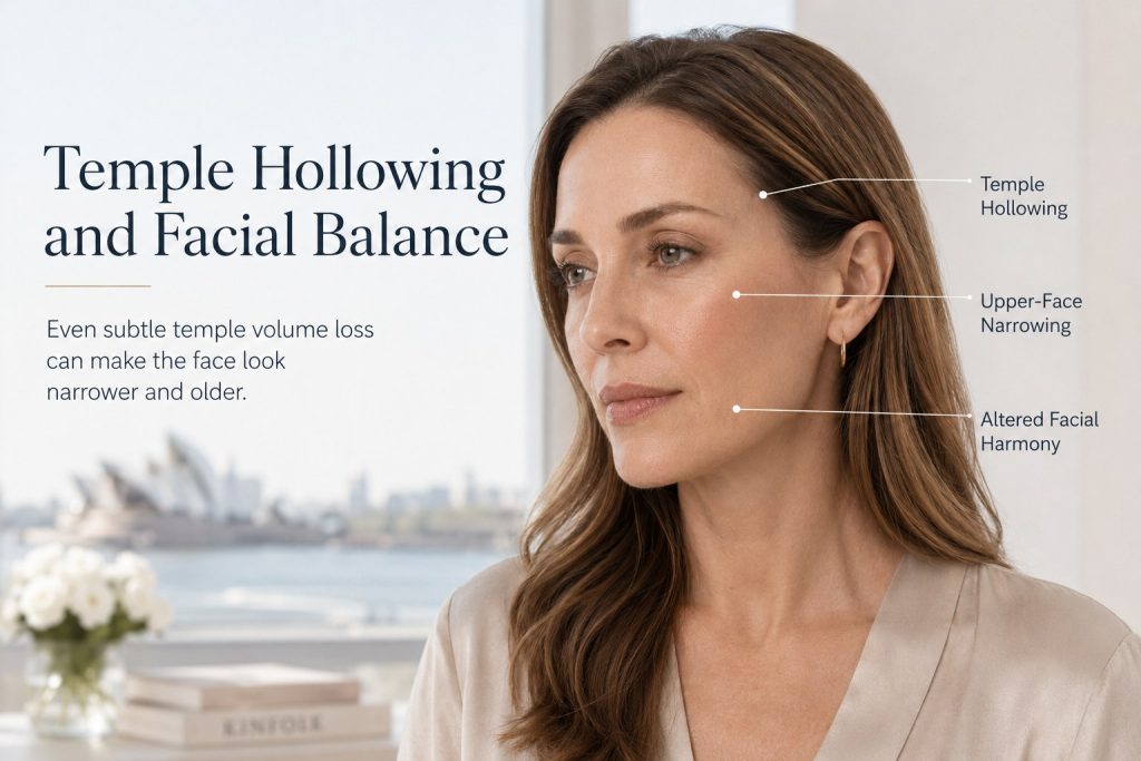 Temple hollowing and facial balance