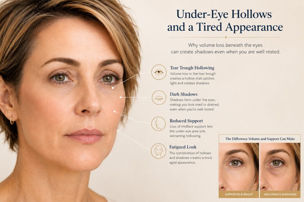 Under-eye hollows and tired appearance