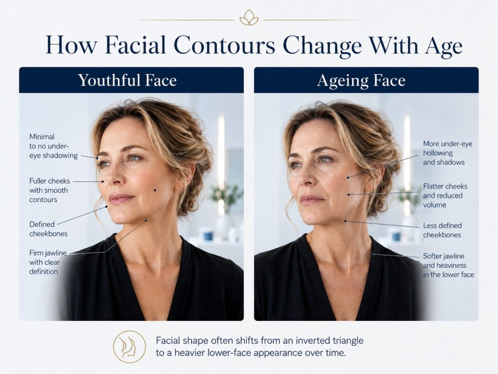 Youthful and ageing face comparison
