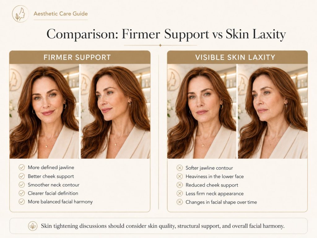 Comparison of firmer support and visible skin laxity