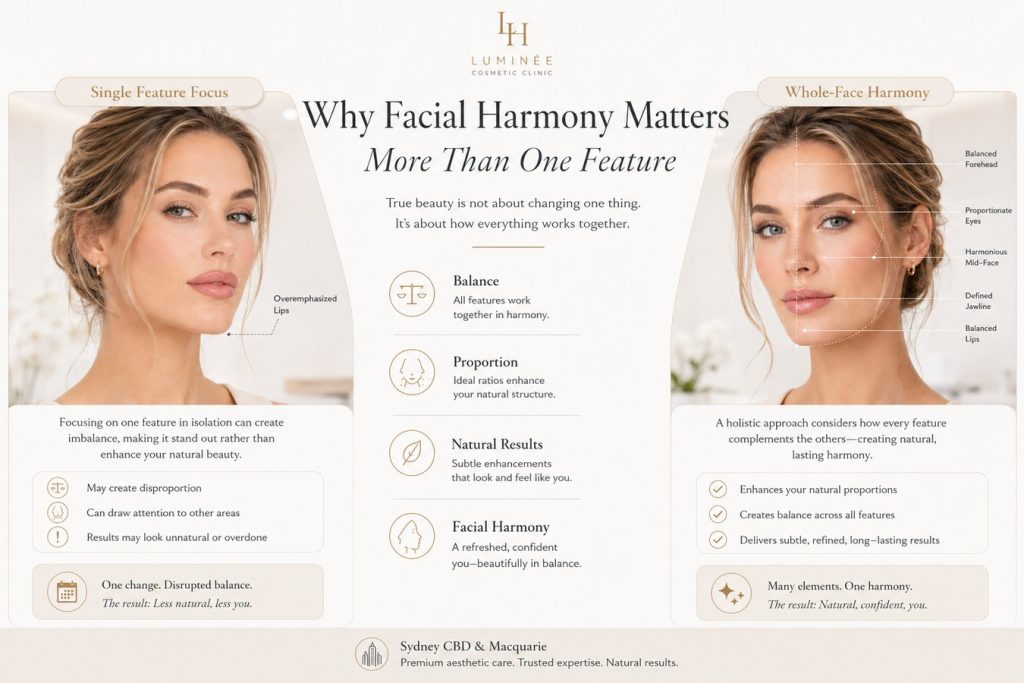 Balanced facial proportions and harmony