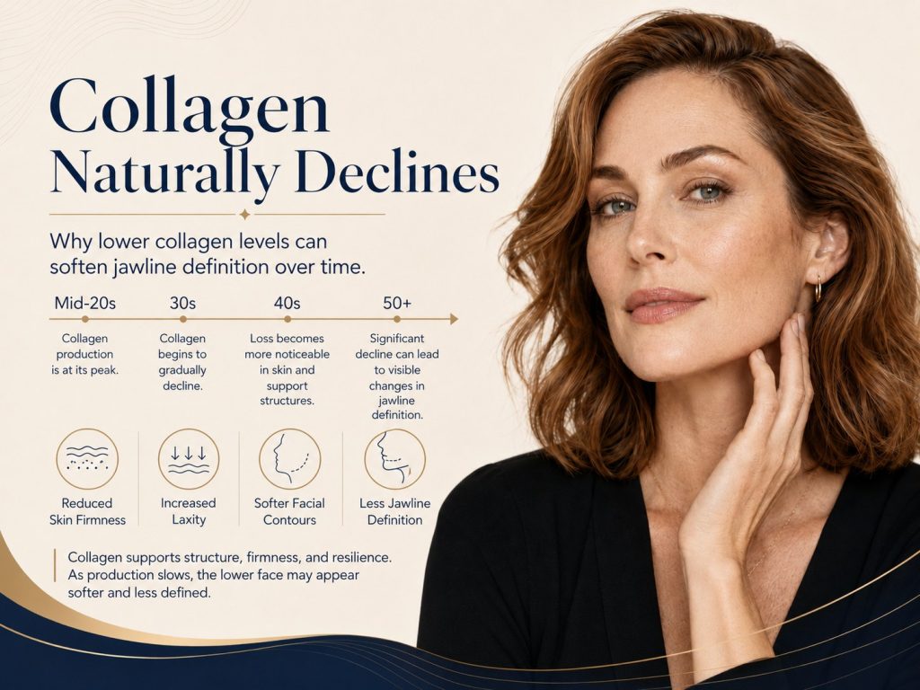 Collagen decline and jawline support