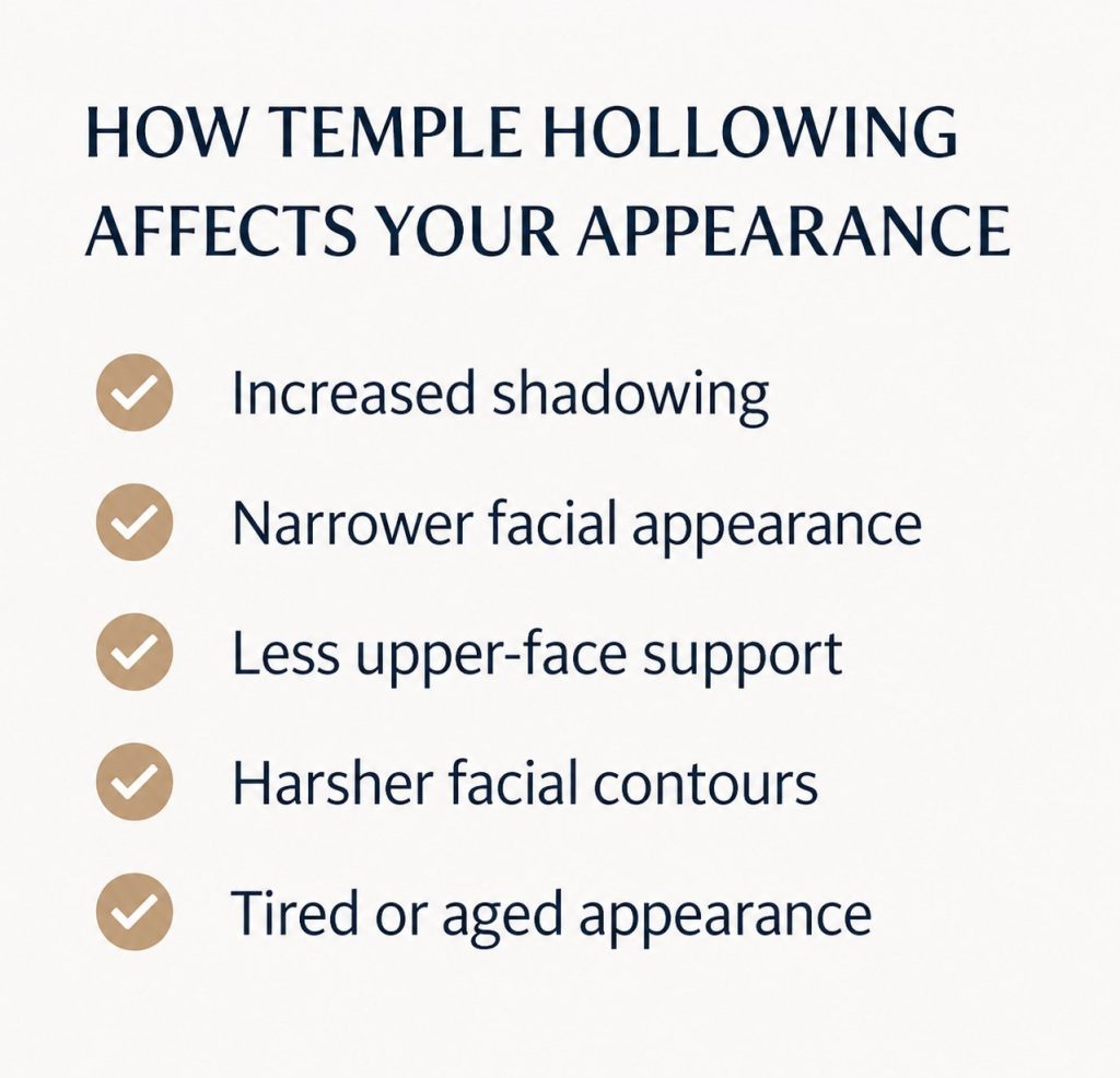 How temple hollowing affects appearance