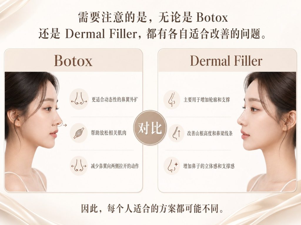 Botox与Dermal Filler适合问题的对比说明