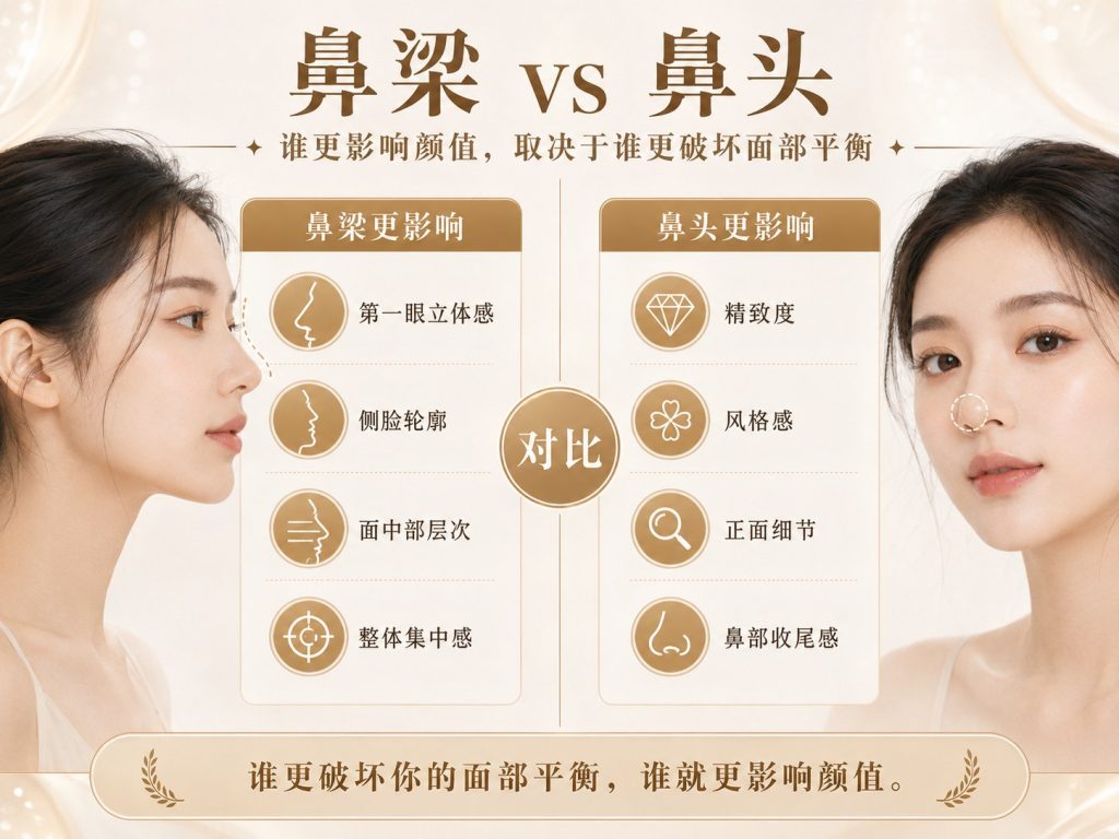 鼻梁和鼻头改善重点的正侧面对比