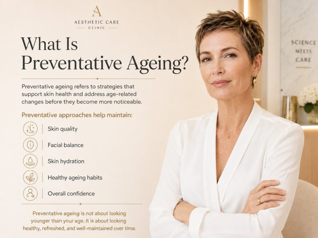 Preventative ageing explanation with natural clinic styling