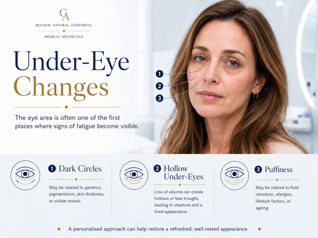 Under-eye changes that affect tired appearance
