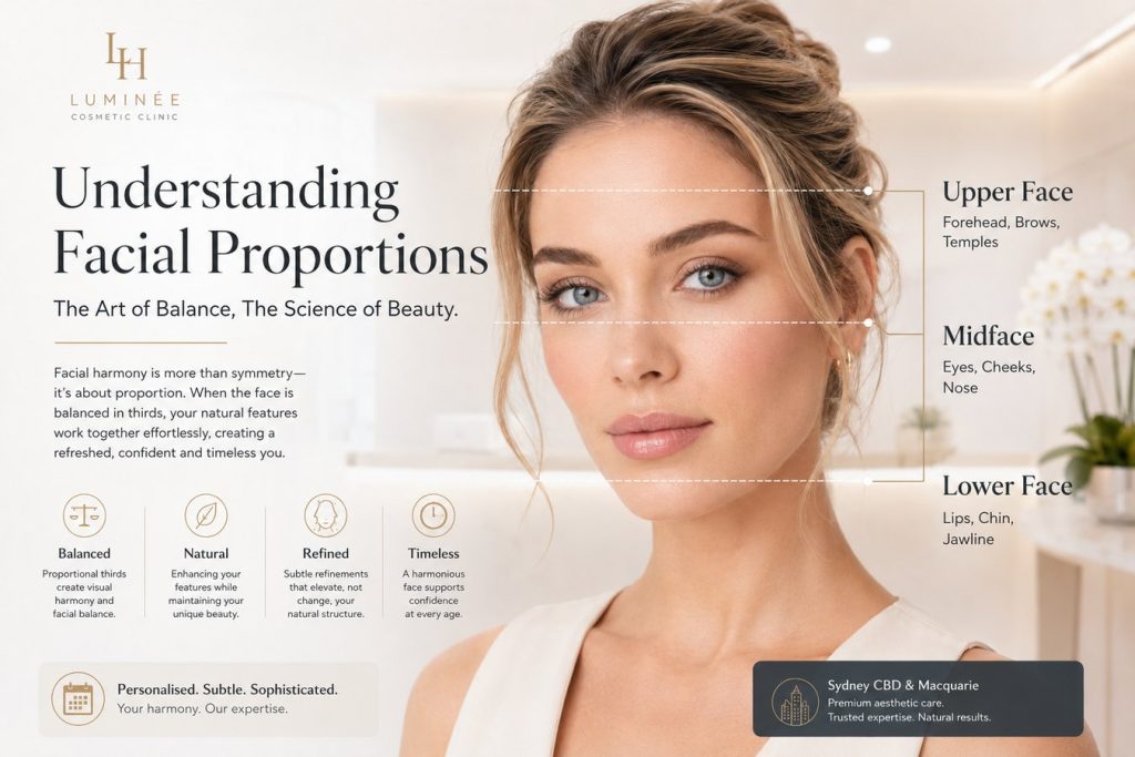 Upper mid and lower face proportions