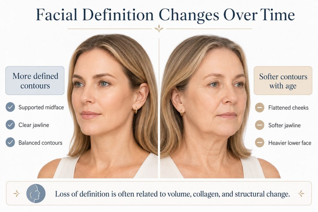 Facial definition changes over time comparison