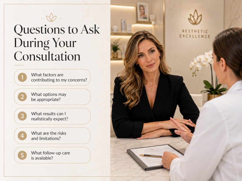 Questions to ask during a cosmetic consultation