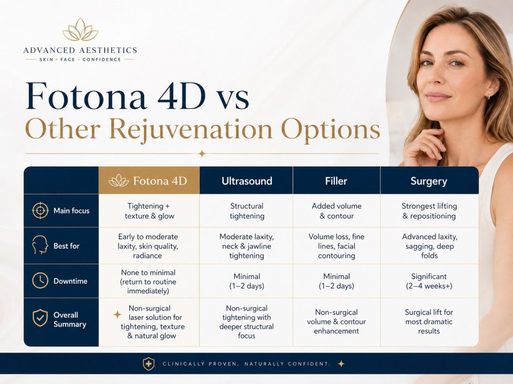 Fotona 4D compared with other rejuvenation options