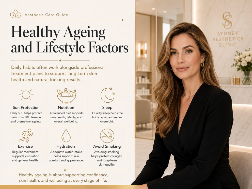 Healthy ageing lifestyle factors for natural facial appearance