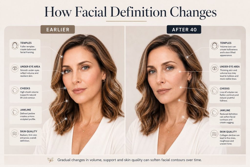 Facial definition before and after 40