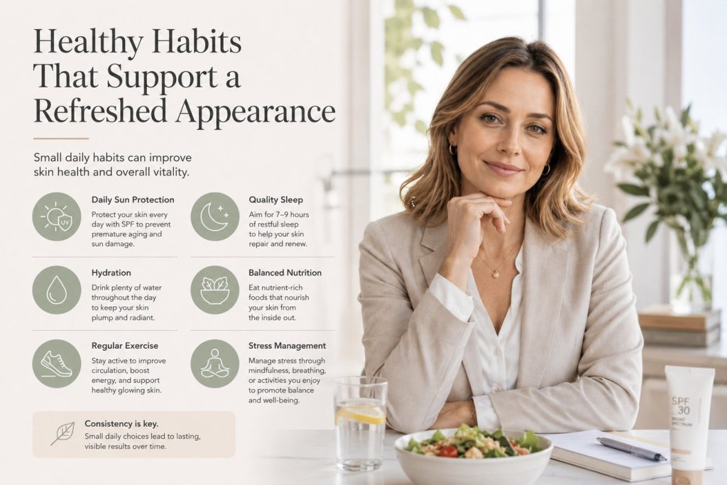 Healthy habits supporting a refreshed facial appearance