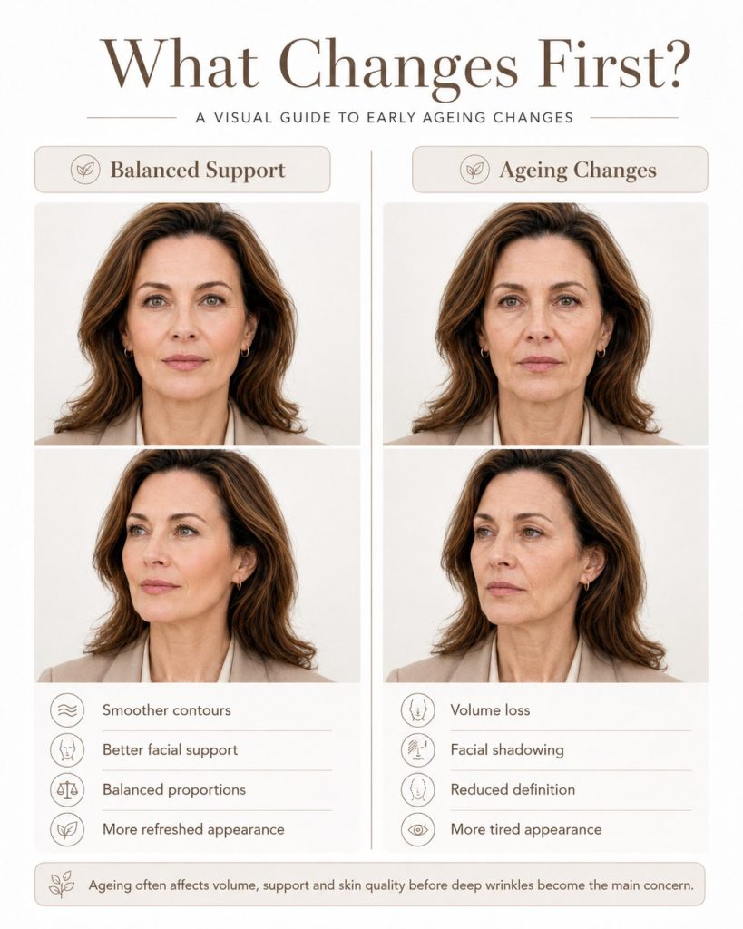 What changes first in facial ageing