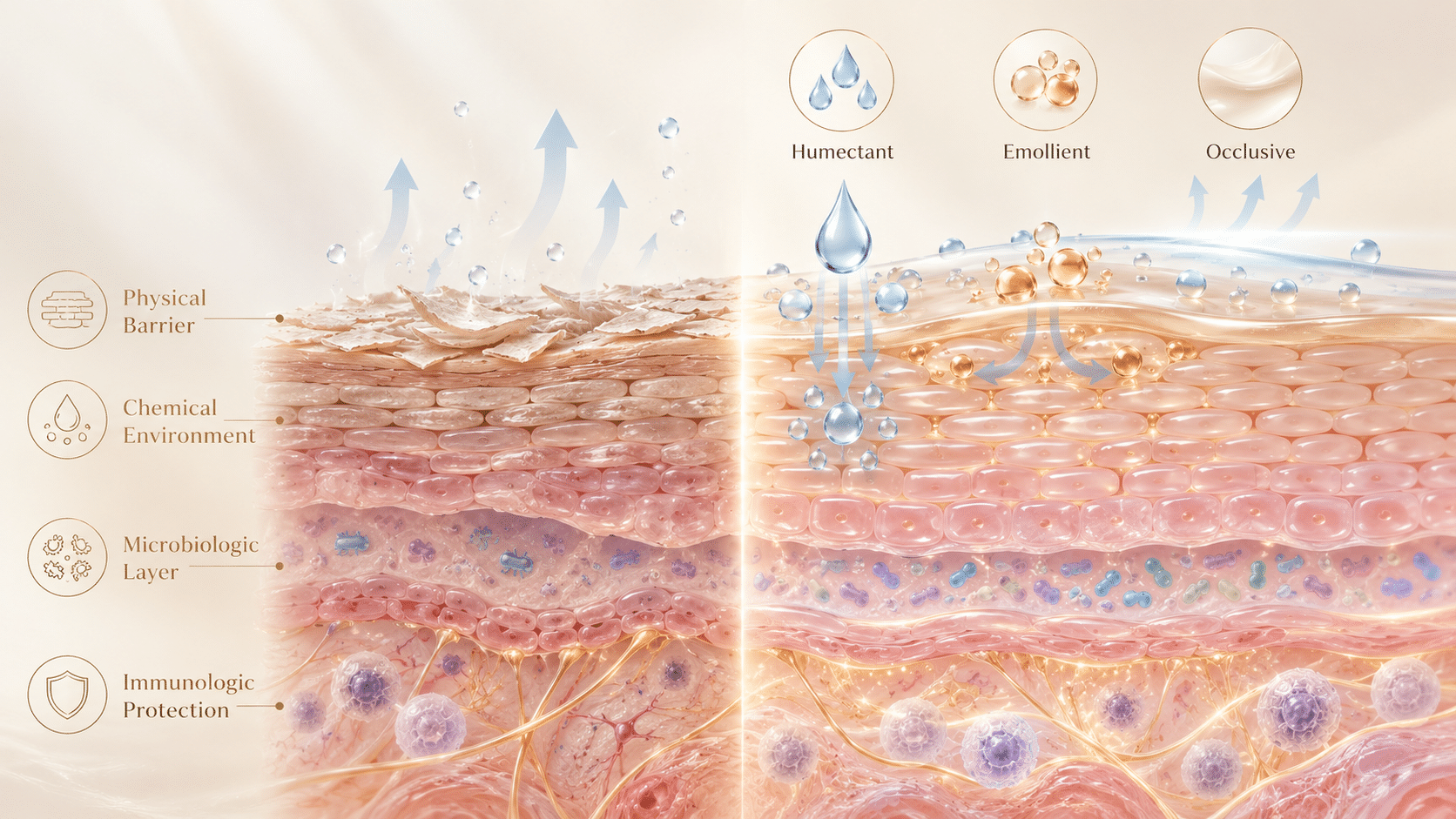 Educational illustration of skin barrier function